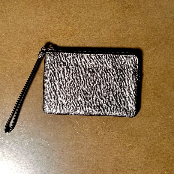 Coach Handbags - COACH | Gunmetal Metallic Wristlet